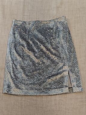 Cache Y2K Silver Beaded Velvet Mini Skirt Size S Side Slit Party